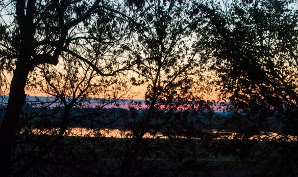 Sun rise through the bathroom window.
