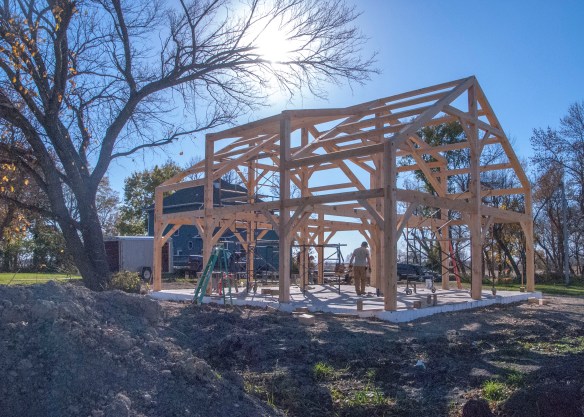 We eagerly await the completion of the beautiful timber frame.