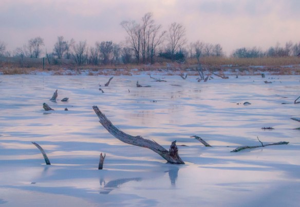 Finally, just before dusk, a nice pinkish light broke over the prairie. My 2014 Winter Solstice image.