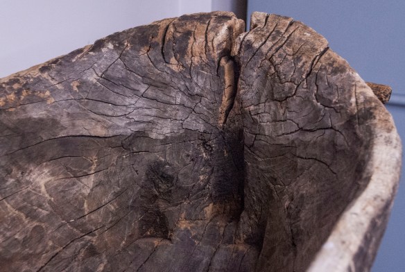 Weathering cracks in the bow of the cottonwood dugout tell the tale of time.