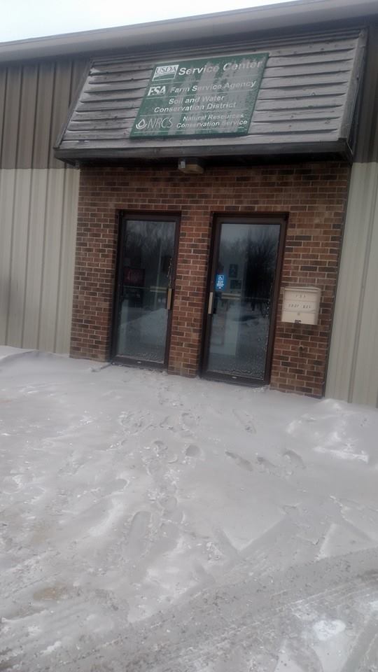 The parking lot in front of the Renville County SWCD office. (Photo by Tom Kalahar)